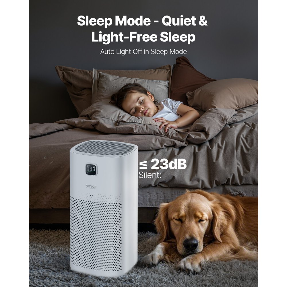 VEVOR Air Purifier, H13 HEPA Layer, 2018 ft²/h Smart Air Purifier with Speed Control & Child Lock Guard, Efficient Air Cleaner with Convenient Touch Panel & 23 dB Sleep Mode, Fit for Home & Office