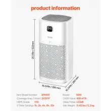Purificador de aire inteligente HEPA H13 de 2018 ft²/h para el hogar y la oficina