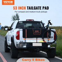 VEVOR Tailgate Bike Pad, 53" Truck Tailgate Pad Carry 5 Mountain Bikes, Tailgate Protection Pad with Reflective Strips and Tool Pockets, Tailgate Pad with Camera Opening for Mid-Size Pickup Trucks