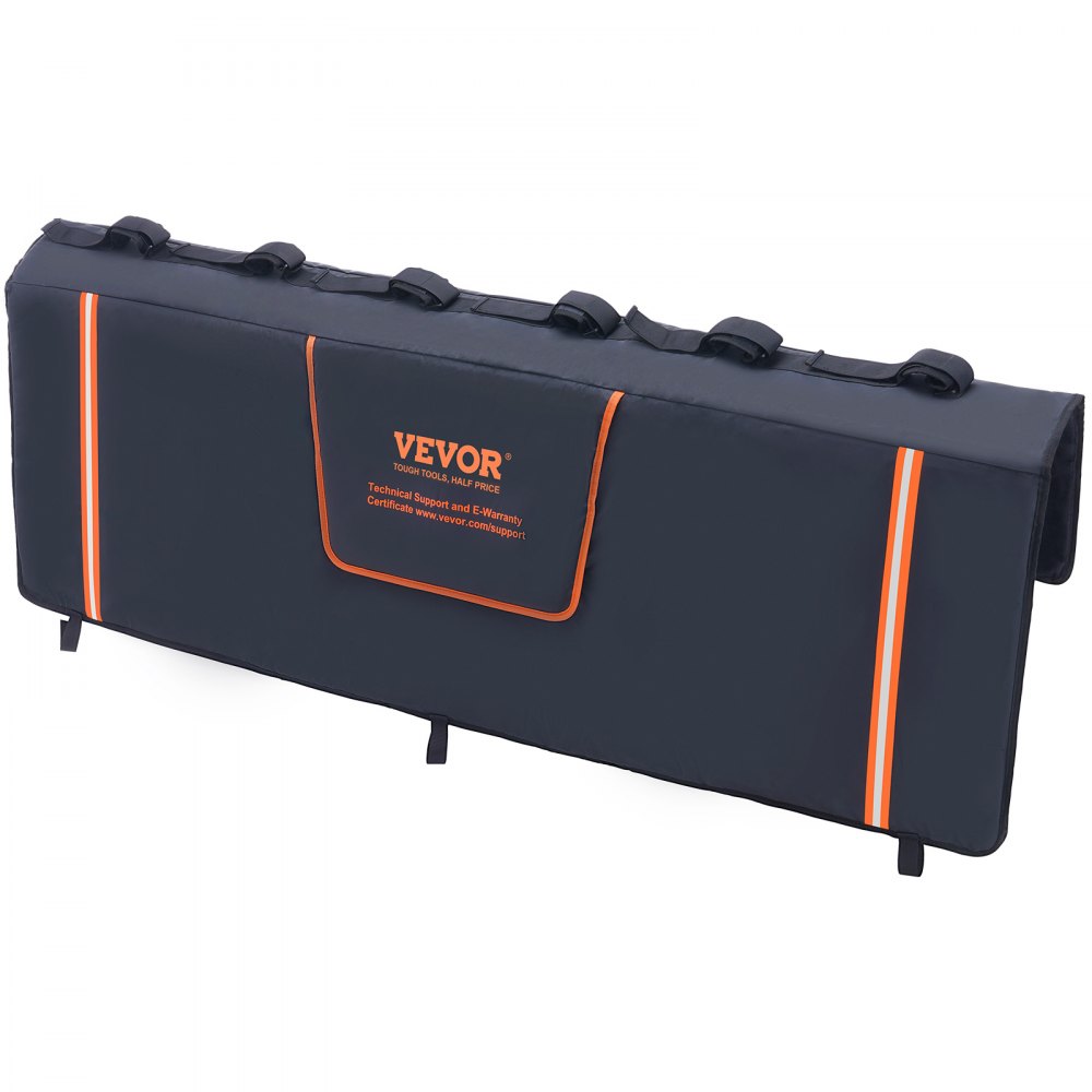 VEVOR Tailgate Bike Pad, 62" Truck Tailgate Pad Carry 6 Mountain Bikes, Tailgate Protection Pad with Reflective Strips and Tool Pockets, Tailgate Pad with Camera Opening for Pickup Trucks