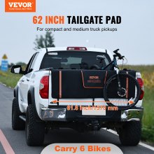 VEVOR csomagtérajtó kerékpárbetét, 62"-es teherautó csomagtérajtó 6 hegyi kerékpár szállítása, csomagtérajtó védőbetét fényvisszaverő csíkokkal és szerszámzsebekkel, csomagtérajtó tányér kameranyílással kisteherautók számára