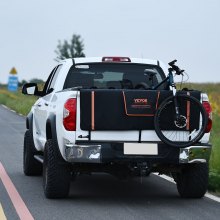 VEVOR Cykelpude til bagklap, 62" lastvognsbagklap til 6 mountainbikes, beskyttelsespude til bagklap med reflekterende strimler og værktøjslommer, bagklappude med kameraåbning til pickuptrucks