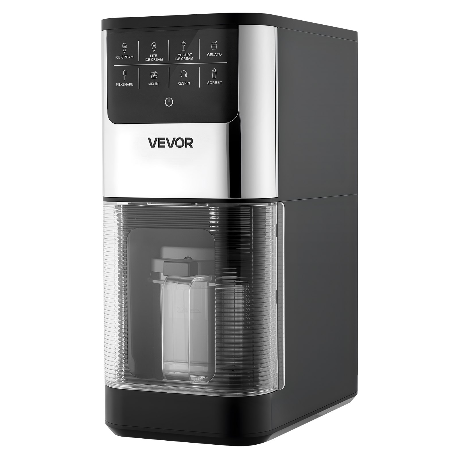 VEVOR Ice Cream Maker, 7-in-1 Frozen Treat Maker for Gelato, Sorbet, Milkshake, Frozen Yogurt & Lite Ice Cream, Homemade Ice-Cream Machine with One-Touch Mix-in + Respin for Smooth, Creamy Texture