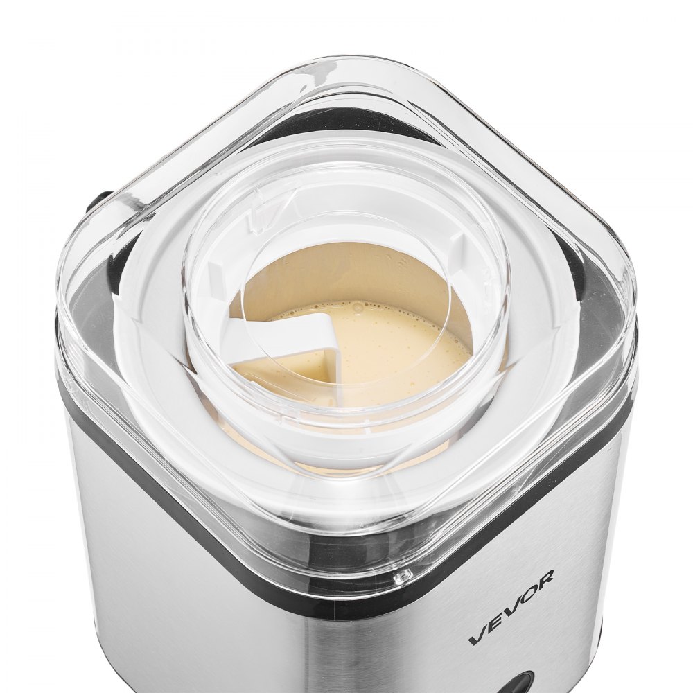 VEVOR Ice Cream Maker, 2.11 Qt. Large Capacity, Electric Automatic Ice-Cream Machine, with Easy Operation & Cleaning, Stainless Steel Shell, for Homemade Frozen Yogurt, Fruit Sorbet, Gelato, Silver