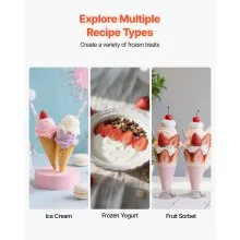 VEVOR Ice Cream Maker, 2.11 Qt. Large Capacity, Electric Automatic Ice-Cream Machine, with Easy Operation & Cleaning, Stainless Steel Shell, for Homemade Frozen Yogurt, Fruit Sorbet, Gelato, Silver
