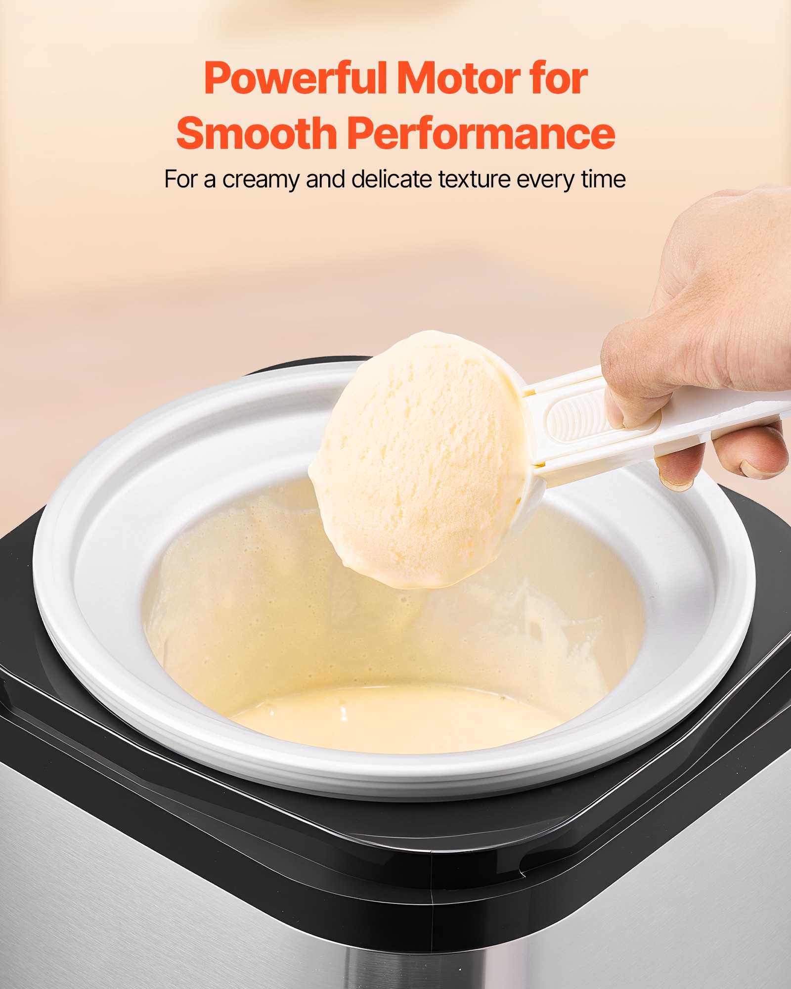 VEVOR Ice Cream Maker, 2.11 Qt. Large Capacity, Electric Automatic Ice-Cream Machine, with Easy Operation & Cleaning, Stainless Steel Shell, for Homemade Frozen Yogurt, Fruit Sorbet, Gelato, Silver