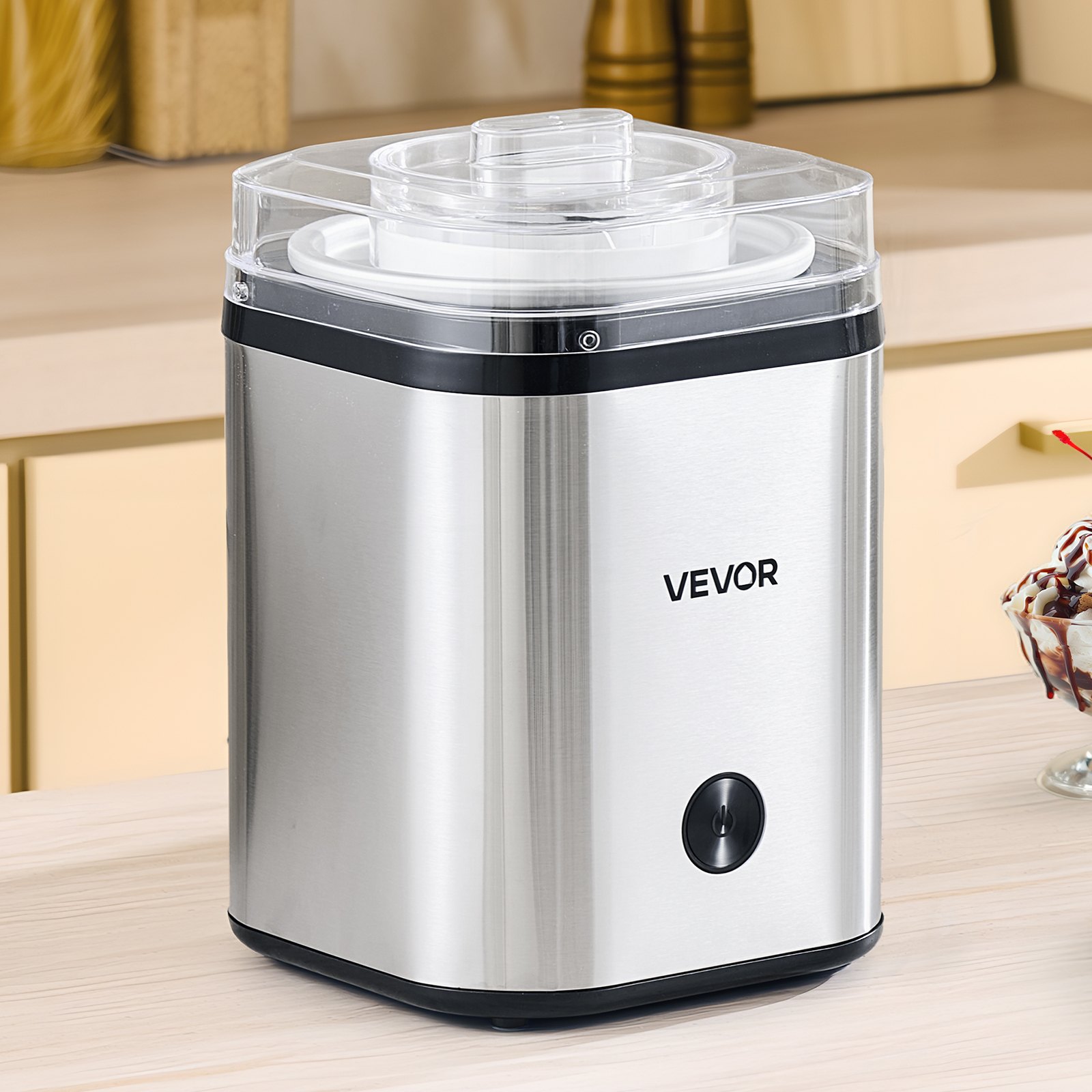VEVOR Ice Cream Maker, 2.11 Qt. Large Capacity, Electric Automatic Ice-Cream Machine, with Easy Operation & Cleaning, Stainless Steel Shell, for Homemade Frozen Yogurt, Fruit Sorbet, Gelato, Silver