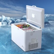 VEVOR Chest Freezer, 12.8 Cu.ft / 345 L Large Deep Freezer & 4 Removable Baskets, Freestanding Top Open Door Commercial Chest Freezers with Locking Lid, 7-Level Adjustable Temp, LED Lighting, 6 Wheels