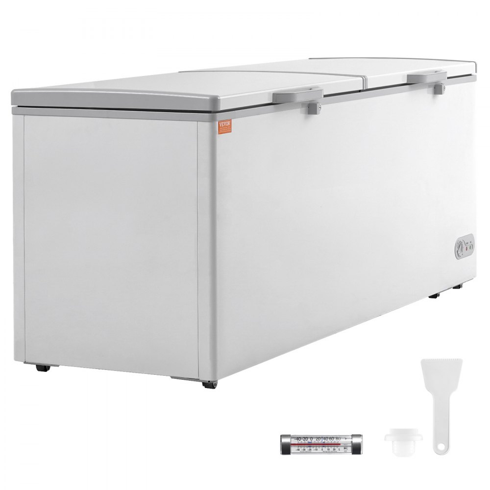 VEVOR Chest Freezer, 19.8 cu.ft / 561 L Large Deep Freezer with Split Top Double Locking Lids, Freestanding Commercial Chest Freezer & 4 Removable Baskets, 7-Level Adjustable Temp, LED Light, 6 Wheels