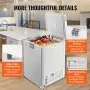 VEVOR Chest Freezer, 3.88 Cu.ft / 110 L Compact Deep Freezer, Free Standing Top Open Door Compact Freezers with 2 Removable Baskets & Adjustable Thermostat, Energy Saving & Low Noise, White