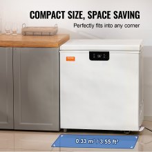 VEVOR Chest Freezer, 3.88 Cu.ft / 110 L Compact Deep Freezer, Free Standing Top Open Door Compact Freezers with 2 Removable Baskets & Adjustable Thermostat, Energy Saving & Low Noise, White