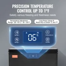 VEVOR Chest Freezer, 5 Cu.ft / 142 L Compact Deep Freezer, Free Standing Top Open Door Compact Freezers with 2 Removable Baskets & Adjustable Thermostat, Energy Saving & Low Noise, Black