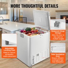 VEVOR Chest Freezer, 5.4 Cu.ft / 153 L Compact Deep Freezer, Free Standing Top Open Door Compact Freezers with 2 Removable Baskets & Adjustable Thermostat, Energy Saving & Low Noise, White