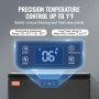 VEVOR chest freezer digital control panel displaying temperature set to 6°c with precision control feature.