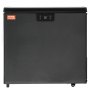 Congelador horizontal VEVOR de color negro con panel de control digital y logotipo naranja en la esquina superior izquierda.