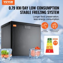 VEVOR Chest Freezer, 5.4 Cu.ft / 153 L Compact Deep Freezer, Free Standing Top Open Door Compact Freezers with 2 Removable Baskets & Adjustable Thermostat, Energy Saving & Low Noise, Black