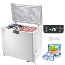 VEVOR Chest Freezer, 10 Cu.ft / 283 L Compact Deep Freezer, Free Standing Top Open Door Compact Freezers with 2 Removable Baskets & Adjustable Thermostat, Energy Saving & Low Noise, White