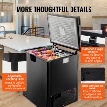 VEVOR Chest Freezer, 7 Cu.ft / 198 L Compact Deep Freezer, Free Standing Top Open Door Compact Freezers with 2 Removable Baskets & Adjustable Thermostat, Energy Saving & Low Noise, Black