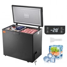 VEVOR Chest Freezer, 10 Cu.ft / 283 L Compact Deep Freezer, Free Standing Top Open Door Compact Freezers with 2 Removable Baskets & Adjustable Thermostat, Energy Saving & Low Noise, Black