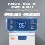 VEVOR chest freezer with precision temperature control, digital display, and adjustable settings.