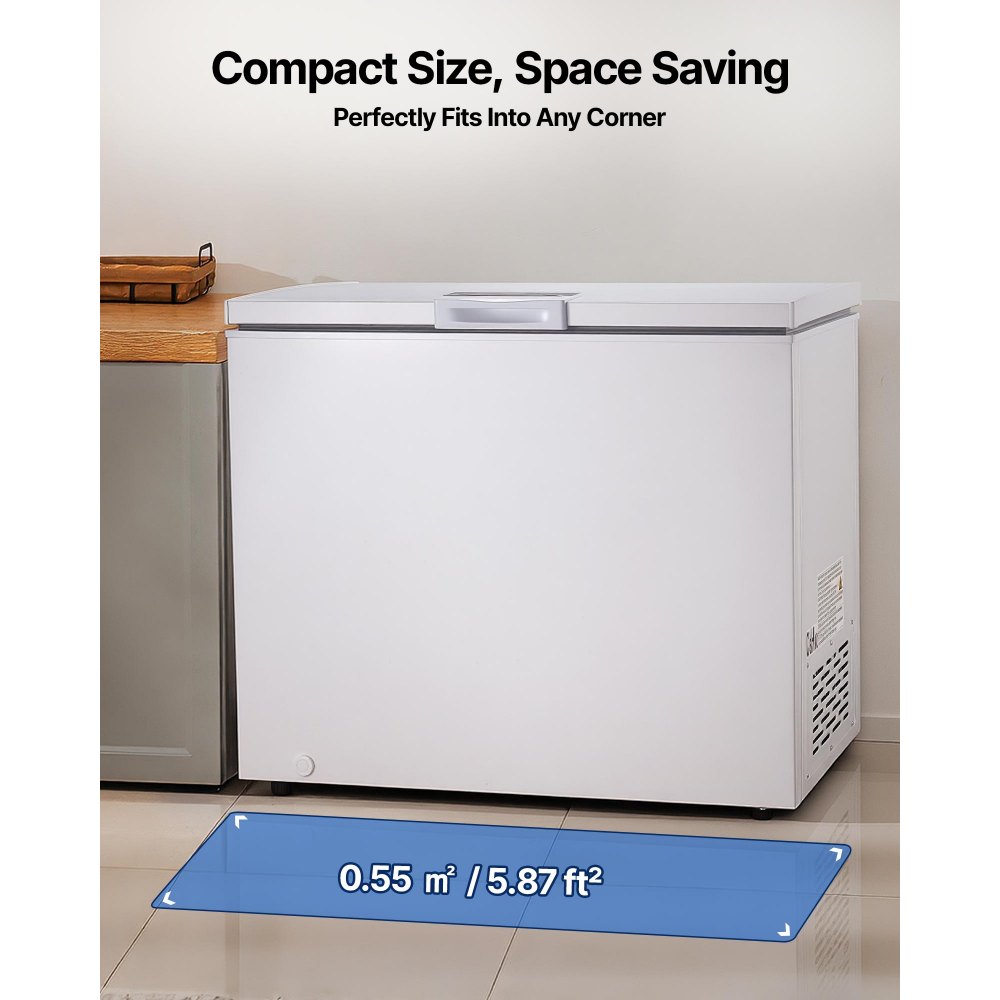 VEVOR Chest Freezer, 6.7 Cu.ft Compact Deep Freezer, Free Standing Top Open Door Chest Freezers with 2 Removable Baskets & Adjustable Thermostat - Energy Saving, Low Noise & Garage Ready, White