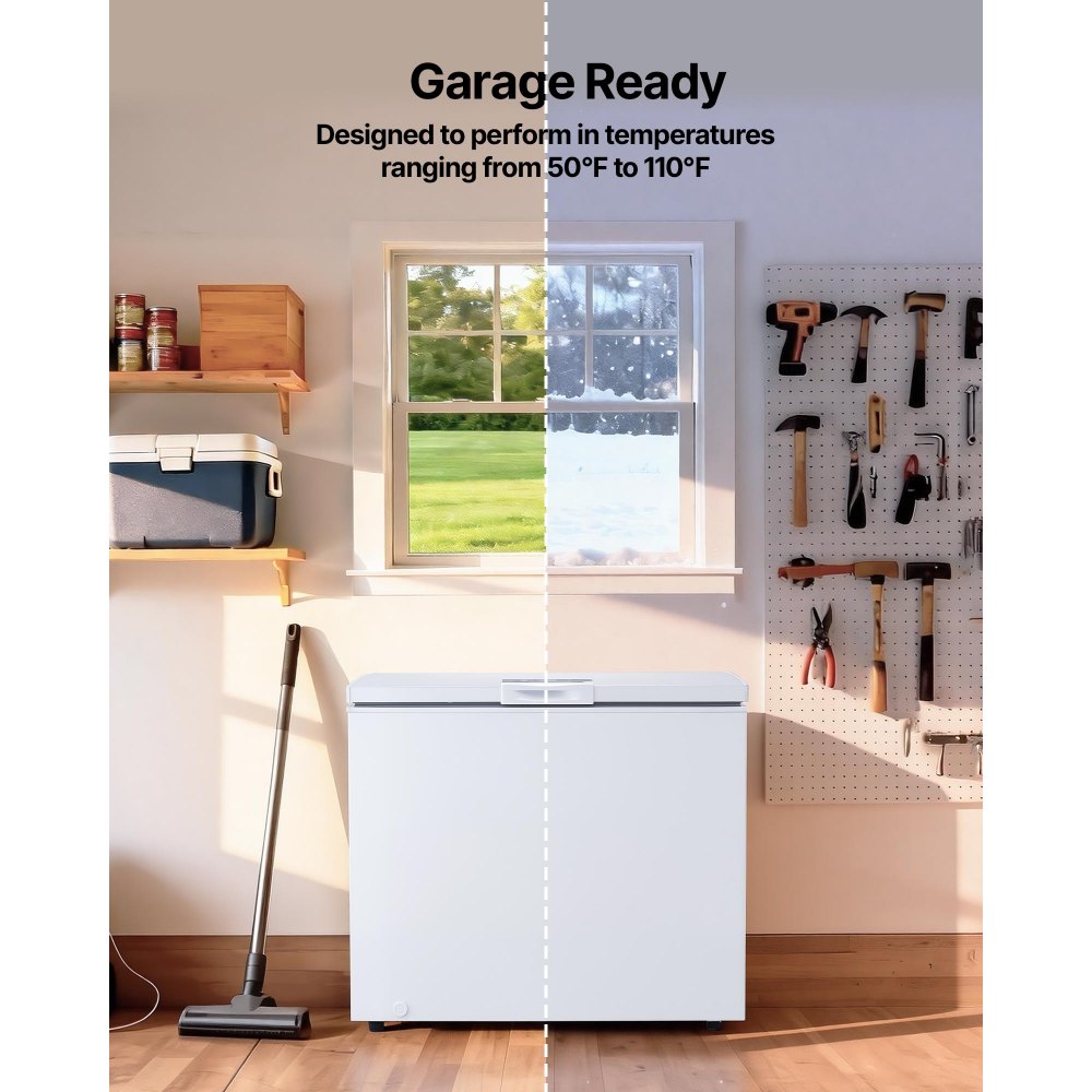 VEVOR Chest Freezer, 6.7 Cu.ft Compact Deep Freezer, Free Standing Top Open Door Chest Freezers with 2 Removable Baskets & Adjustable Thermostat - Energy Saving, Low Noise & Garage Ready, White