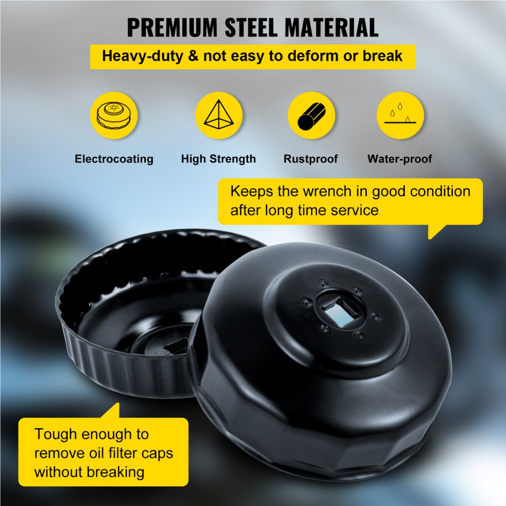 VEVOR oil filter socket set with premium steel material, high strength, and rustproof design.