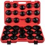 VEVOR 30 Pcs Sturdy Steel , 3/8" , Low Profile Oil Filter Socket For Easy Access, Oil Filter Wrench Cap Set w/ Case