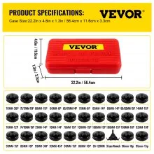 VEVOR Oil Filter Socket Set, 30 Pcs Oil Filter Wrench Set, Sturdy Steel Oil Filter Socket, 3/8" Oil Filter Socket, Low Profile Oil Filter Socket Set For Easy Access, Oil Filter Wrench Cap Set w/ Case