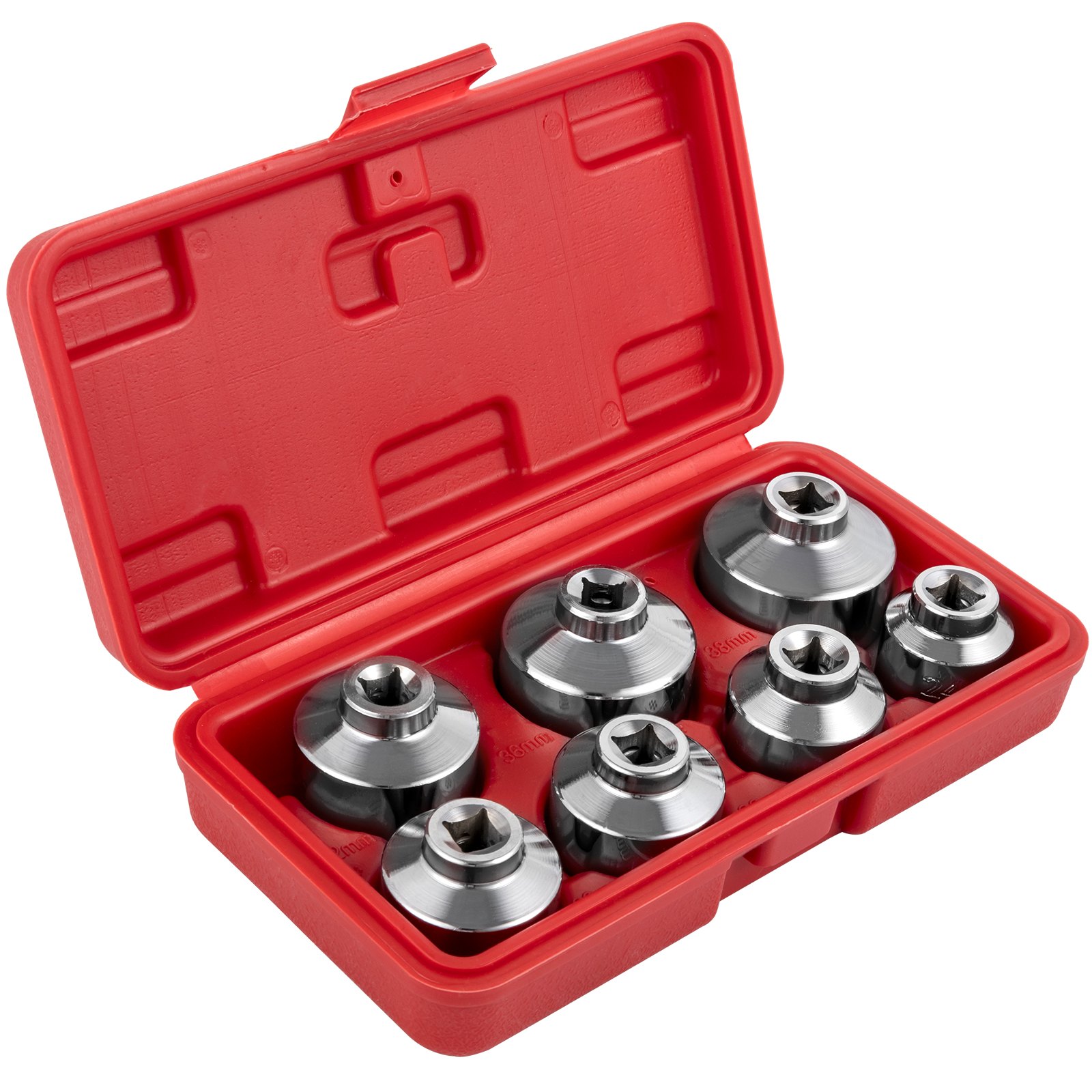 VEVOR Oil Filter Socket Set, 7 Pcs Oil Filter Wrench Set, Sturdy Steel Oil Filter Socket, 3/8" Oil Filter Socket, Low Profile Oil Filter Socket Set For Easy Access, Oil Filter Wrench Cap Set w/ Case