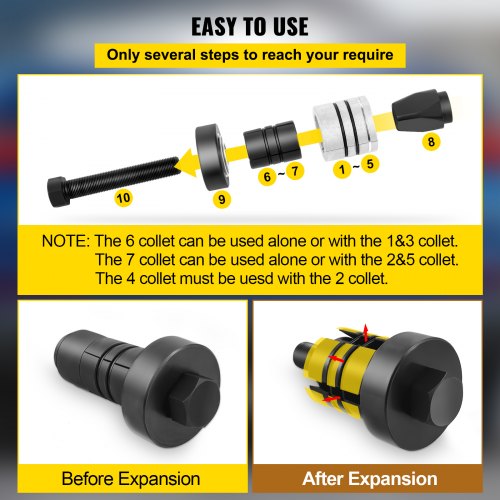 VEVOR Pipe Stretcher Kit, Exhaust Pipe Stretcher Kit 1-5/8" to 4-1/4", Exhaust Pipe Expander Kit for Tail Pipe Tube, Exhaust Pipe Expander Tool w/Storing Case, 7 Pcs Pipe Expander, Exhaust Stretcher