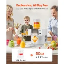 VEVOR Snowflake Ice Machine, 132LBS/24H Snowflake Ice Maker, Ice-Shaver Machine with Stainless Steel Blade, Electric Snow Cone Maker with 0.48Gal Tank, 90S Fast Pre-Cooling, for Home & Small Gathering