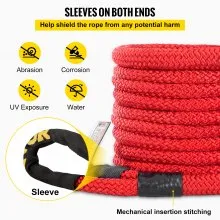 VEVOR Kinetic Energy Recovery Rope Tow Rope 1"x31.5' 33500 LBS w/ Carry Bag Red