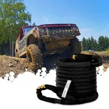 VEVOR 7/8" x 31.5' Kinetic Recovery Rope, 29,300 lbs, Heavy Duty Nylon Double Braided Kinetic Energy Rope with Loops and Protective Sleeves, for Truck Off-Road, Carry Bag Included, Black