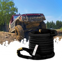VEVOR 1" x 31.5' Kinetic Recovery Tow Rope, 33,500 lbs, Heavy Duty Double Braided Kinetic Energy Rope with Loops and Protective Sleeves, for Truck Off-Road Vehicle ATV UTV, Carry Bag Included, Black