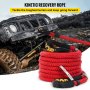 VEVOR 7/8" x 21" Kinetic Recovery Rope, 21.970 lbs, Heavy Duty Nylon dobbeltflettet Kinetic Energy Rope med løkker og beskyttelsesærmer, til lastbil terrængående køretøj ATV UTV, bæretaske inkluderet, rød