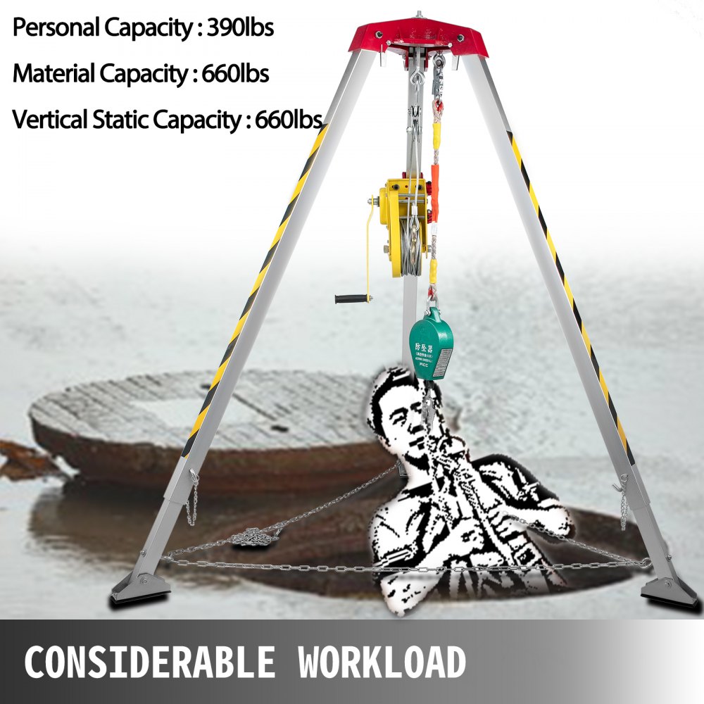Confined Space Tripod Safety Tripod With 1800lbs Winch Rescue Tripod 7ft Legs