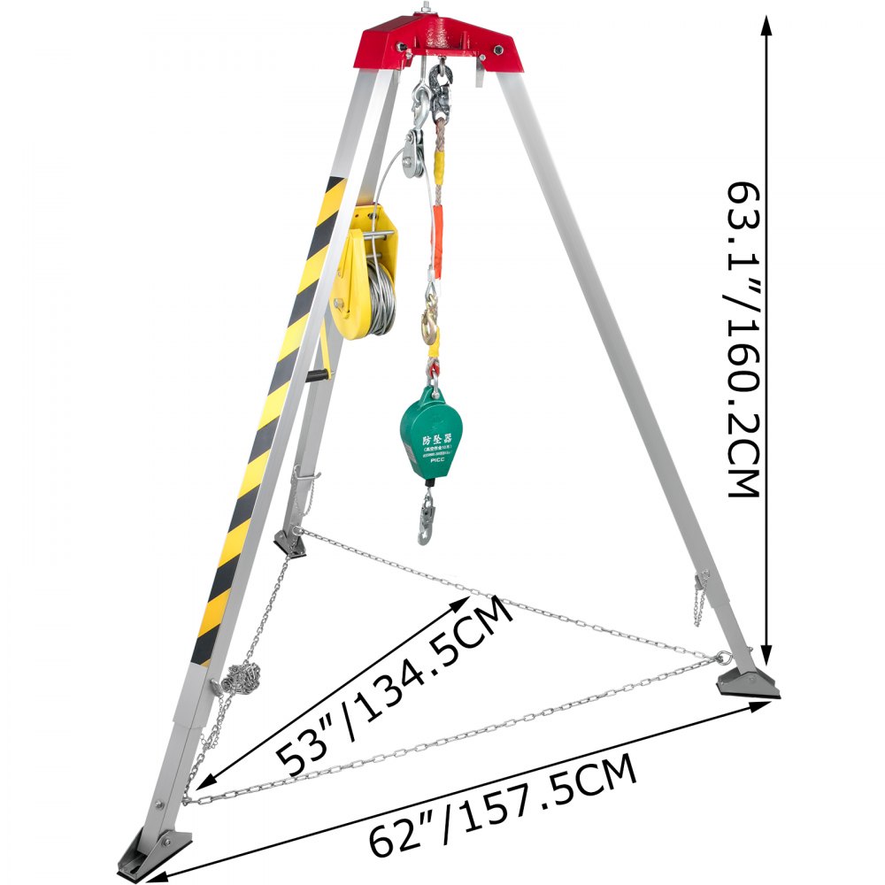 Confined Space Tripod Safety Tripod With 1800lbs Winch Rescue Tripod 7ft Legs