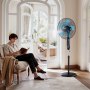VEVOR 18-Inch Pedestal Fan, 2700 CFM Standing Floor Fan with Remote Control, 9 Speeds & 3 Modes, Oscillating Adjustable Height, Quiet DC Motor 5-Blade for Home, Bedroom, Garage, Workshop, Black