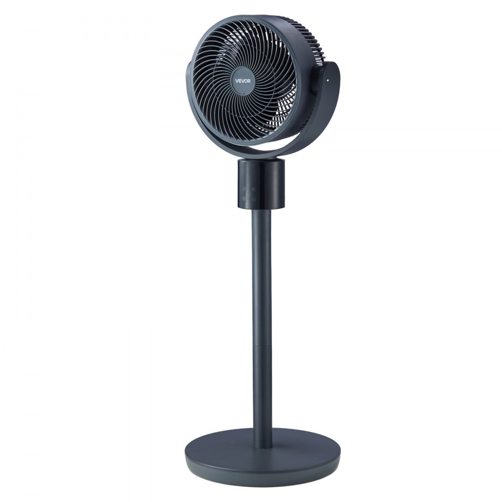 VEVOR 7-Inch Pedestal Fan, Oscillating Standing Floor Fan with DC Motor, Remote Control, 12 Speeds & 3 Modes, 15H Timer, Adjustable Height, Quiet for Home, Bedroom, Living Room, Study Room, Blue Gray