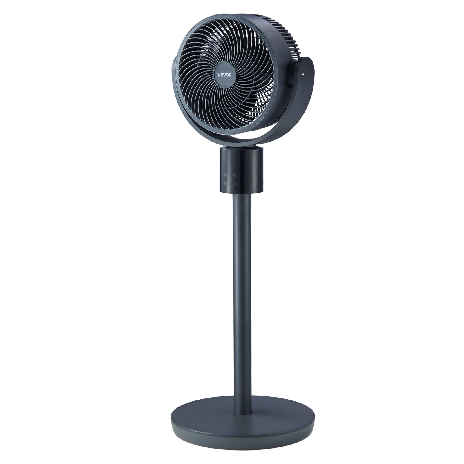 VEVOR 7-Inch Pedestal Fan, Oscillating Standing Floor Fan with DC Motor, Remote Control, 12 Speeds & 3 Modes, 15H Timer, Adjustable Height, Quiet for Home, Bedroom, Living Room, Study Room, Blue Gray