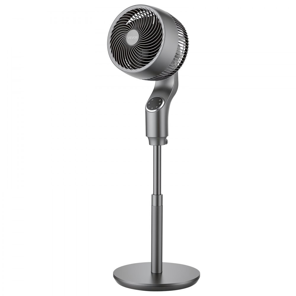 VEVOR 9-Inch Pedestal Fan, 80° Oscillating Standing Floor Fan with Quite DC Motor, Remote Control, 9 Speeds & 4 Smart Modes, 24H Timer, Adjustable Height, for Home, Bedroom, Living Room, Silver Gray