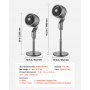 VEVOR 9-Inch Pedestal Fan, 80° Oscillating Standing Floor Fan with Quite DC Motor, Remote Control, 9 Speeds & 4 Smart Modes, 24H Timer, Adjustable Height, for Home, Bedroom, Living Room, Silver Gray