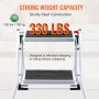 VEVOR Step Ladder 2-Step 150kg Capacity, Ergonomic Folding Steel Step Stool with Wide Anti-Slip Pedal, Sturdy Step Stool for Adults Toddlers, Multi-Use for Household, Kitchen, Office, RVs