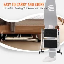 VEVOR Step Ladder 2-Step 330lbs Capacity, Ergonomic Folding Steel Step Stool with Wide Anti-Slip Pedal, Sturdy Step Stool for Adults Toddlers, Multi-Use for Household, Kitchen, Office, RVs