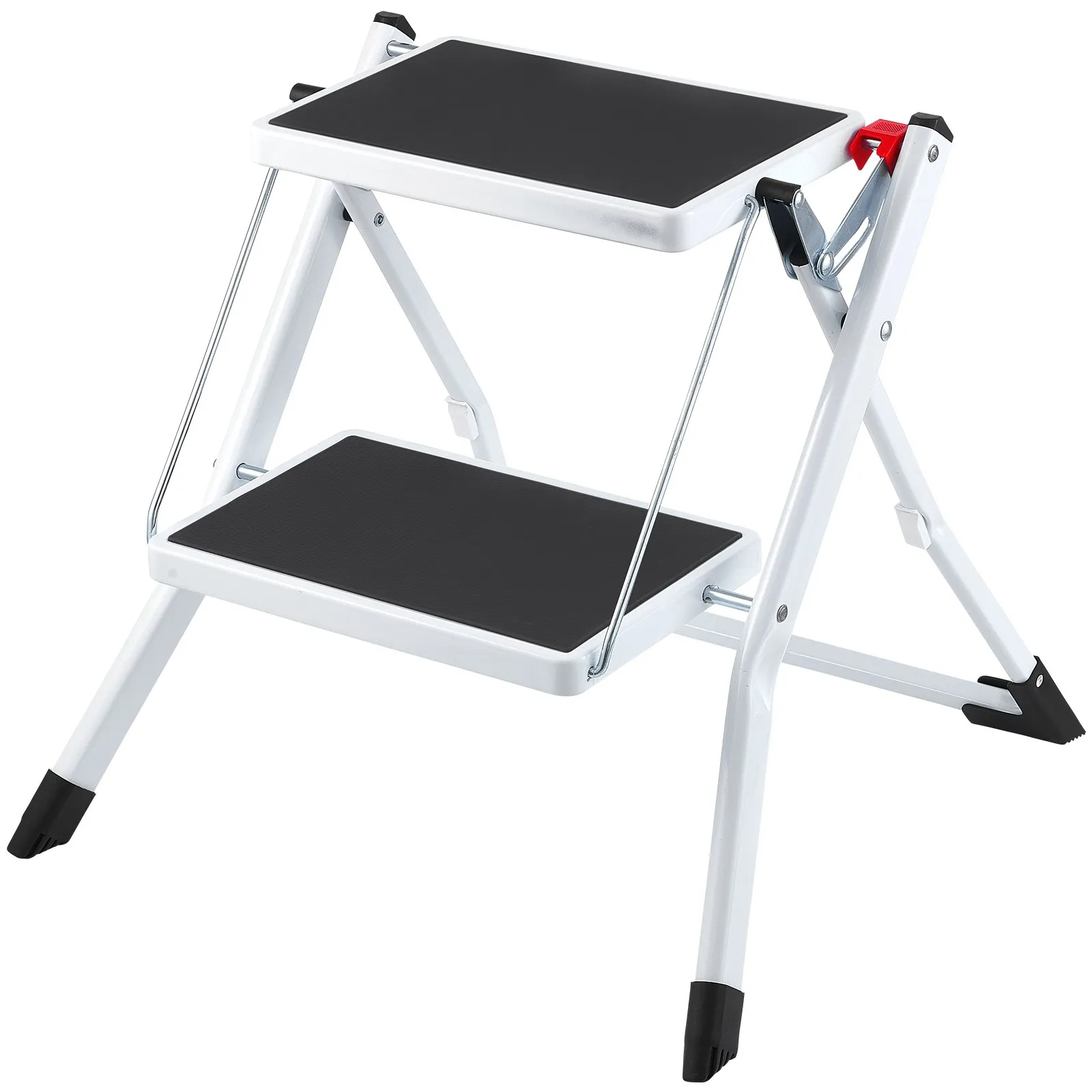 VEVOR Step Ladder 2-Step 330lbs Capacity, Ergonomic Folding Steel Step Stool with Wide Anti-Slip Pedal, Sturdy Step Stool for Adults Toddlers, Multi-Use for Household, Kitchen, Office, RVs