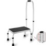 VEVOR Step Stool 1-Step 150KG Capacity, 3 Adjustable Height with Handle Steel Step Ladder, Portable Toddler Step Stools for Adults, Non-Slip Sturdy Step Ladders for Office, RVs, Pets