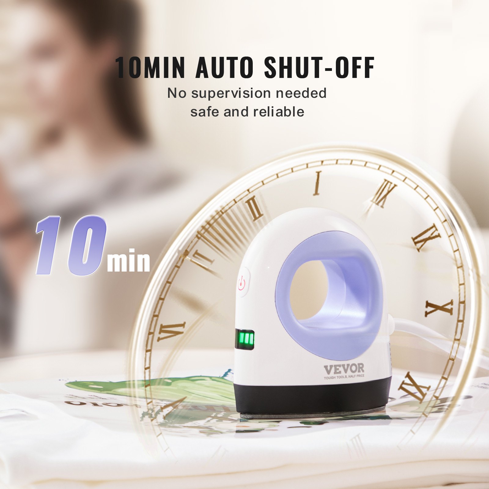 VEVOR Mini termolis, malý termolis s 3-úrovňovou reguláciou teploty a automatickým vypnutím, kompaktný a prenosný termolis, sublimačný stroj na tričká/čiapky/podtácky, modrý+biely