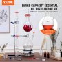VEVOR Essential Oil Destillation Kit, 2000 ml destillationsapparat, 3,3 Boro Lab Glassware Destillation Kit med 1000W värmeplatta och 24, 40 led, 28 st set