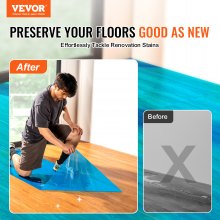 VEVOR Carpet Protection Film, 24" x 200' Floor and Surface Shield with Self Adhesive Backing & Easy Installation, Polyethylene Adhesive Car Mat Protector Roll for Construction Renovation, Blue